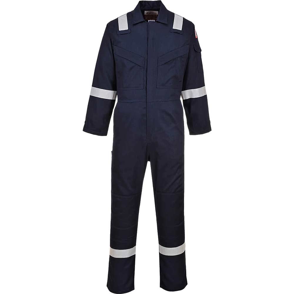 BizFlame Mens Flame Resistant Super Lightweight Antistatic Coverall Navy Blue S 32"