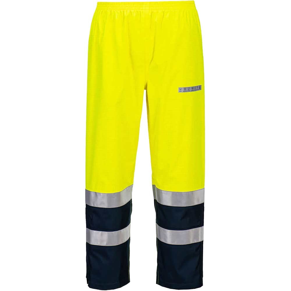 Bizflame Rain Hi Vis Waterproof Light Arc Trousers Yellow / Navy L