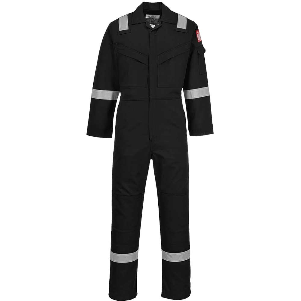 BizFlame Mens Aberdeen Flame Resistant Antistatic Coverall Black 2XL 32"