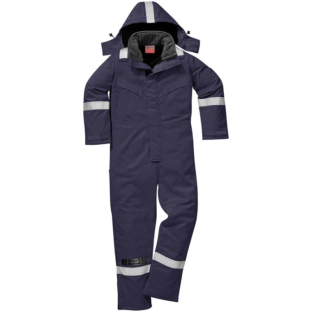 BizFlame Mens Flame Resistant Antistatic Winter Overall Navy Blue XL 32"