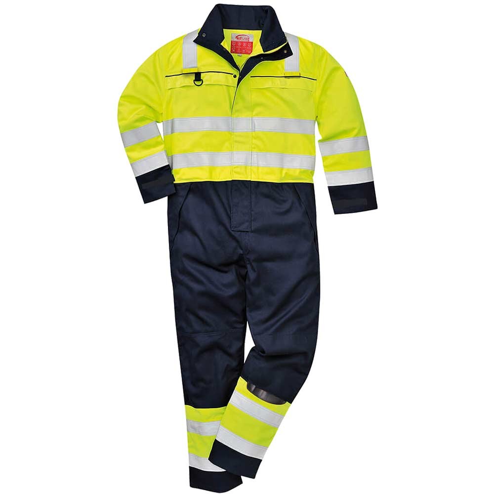 BizFlame Hi Vis Multi-Norm Flame Resistant Coverall Yellow / Navy 3XL