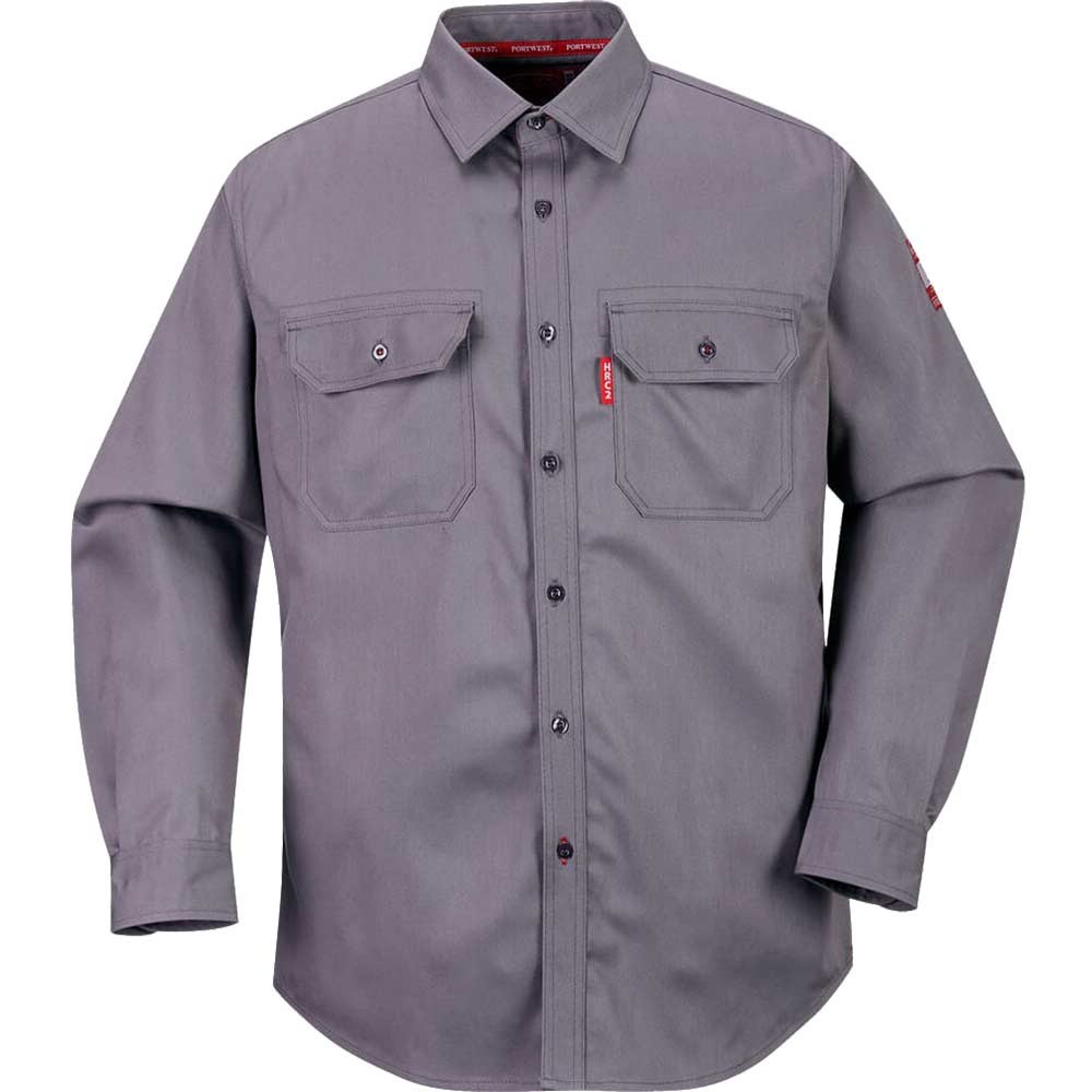 BizFlame Mens Flame Resistant Work Shirt Grey 2XL