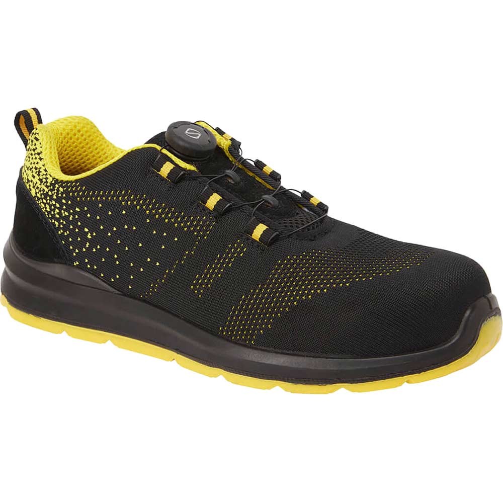Portwest Compositelite Wire Lace Knit Safety Trainers Black / Yellow Size 3