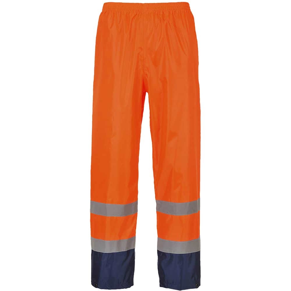 Classic Hi Vis Contrast Rain Trousers Orange / Navy S