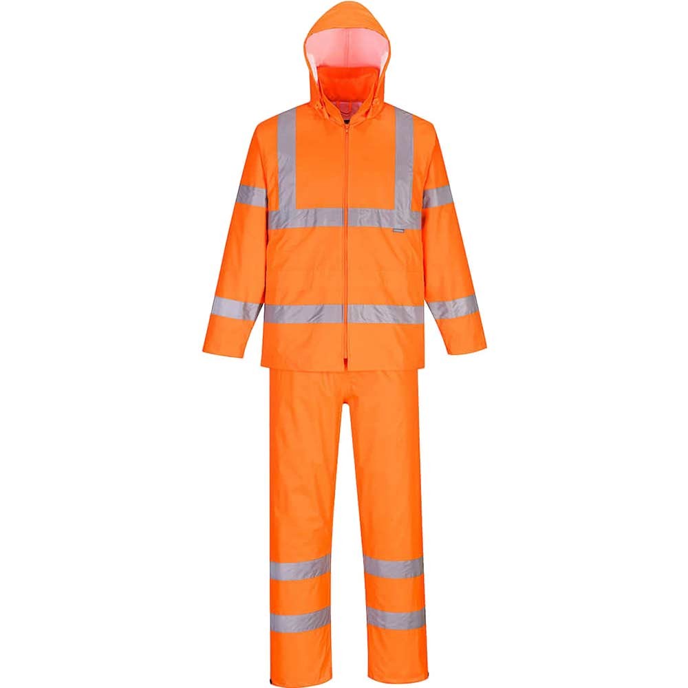 Portwest Hi Vis Packaway Rainsuit Orange L 31"