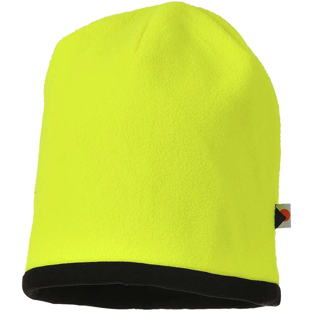 Portwest Reversible Hi Vis Beanie Hat Yellow / Black One Size