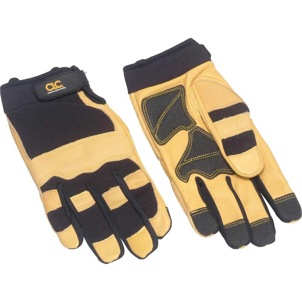 Kunys Hybrid Top Grain Leather Cuff Gloves Black / Yellow One Size