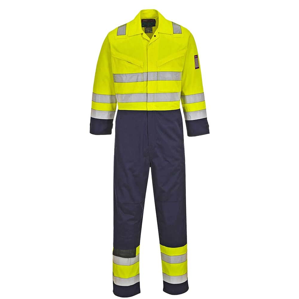 Modaflame Flame Resistant Hi Vis Overall Yellow / Navy 2XL 34"