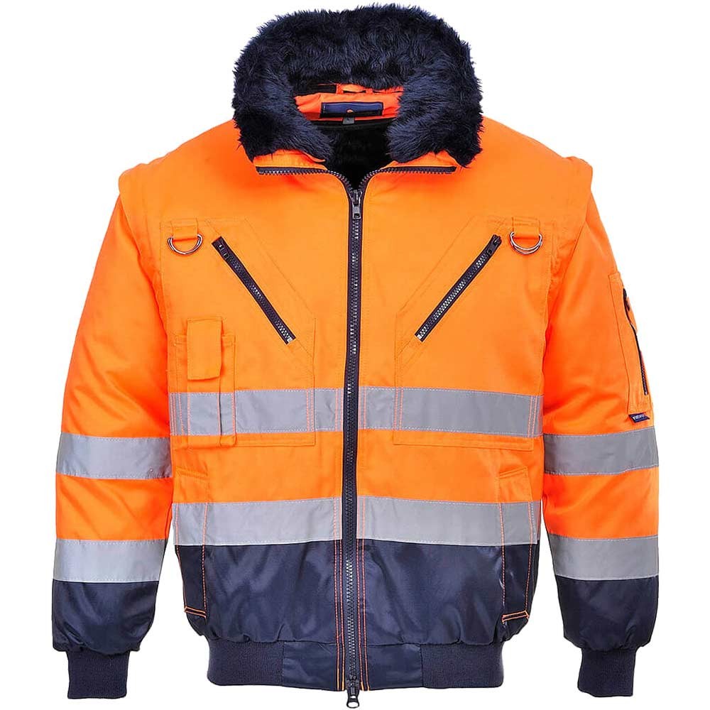 Portwest Hi Vis 3 in 1 Pilot Jacket Orange / Navy XL