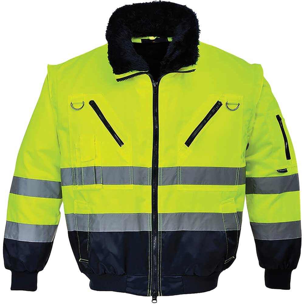 Portwest Hi Vis 3 in 1 Pilot Jacket Yellow / Navy 4XL