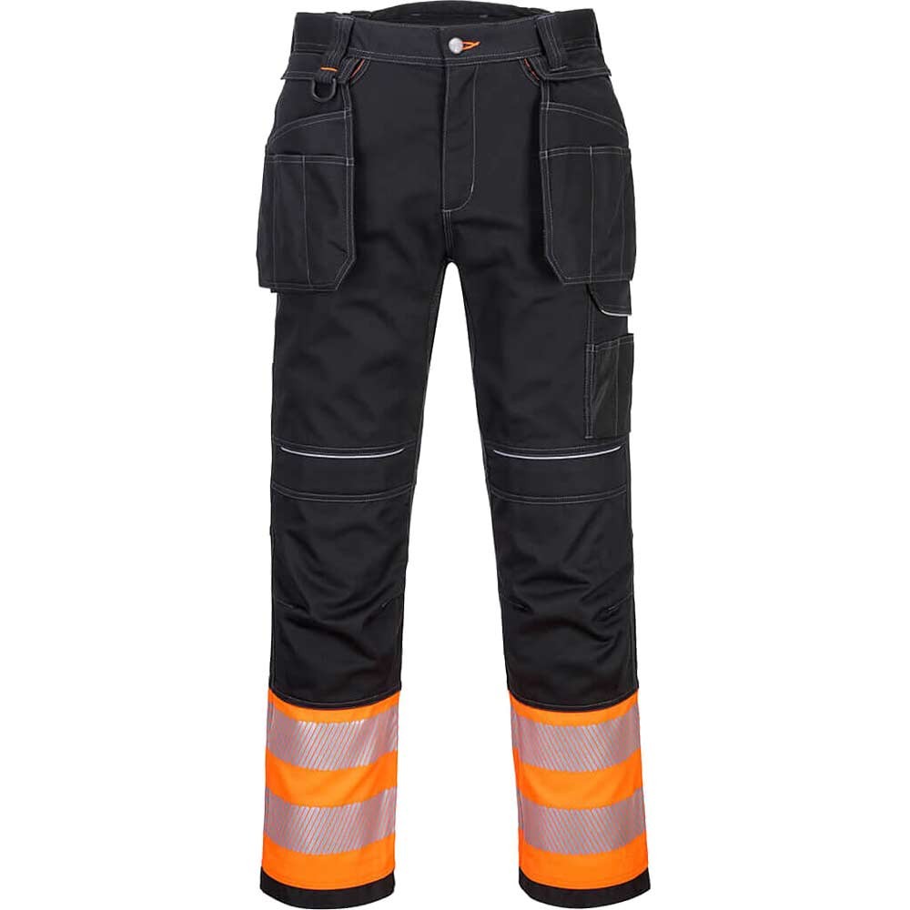 Portwest PW30 Hi Vis Class 1 Holster Trousers Orange / Black 41" 31"