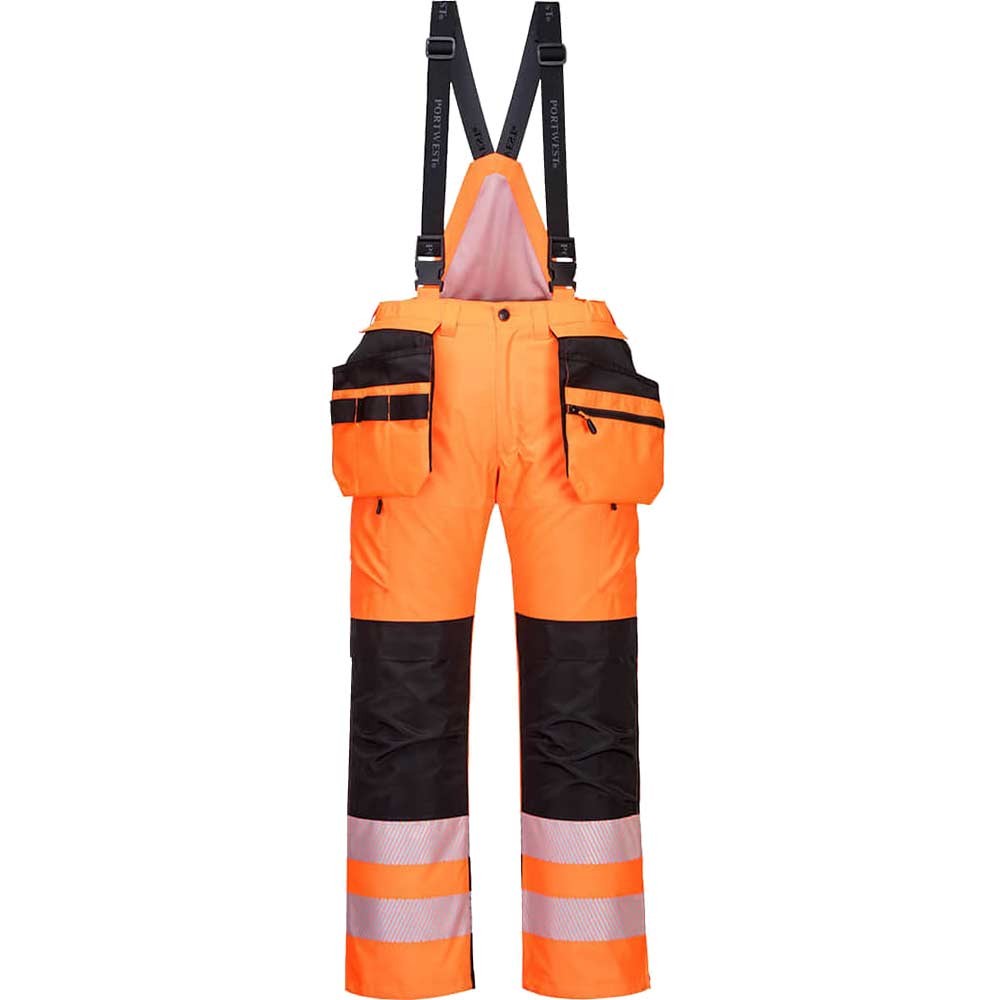 Oxford Weave 300D Class 2 PW3 Hi Vis Winter Trousers Orange / Black XL 31"