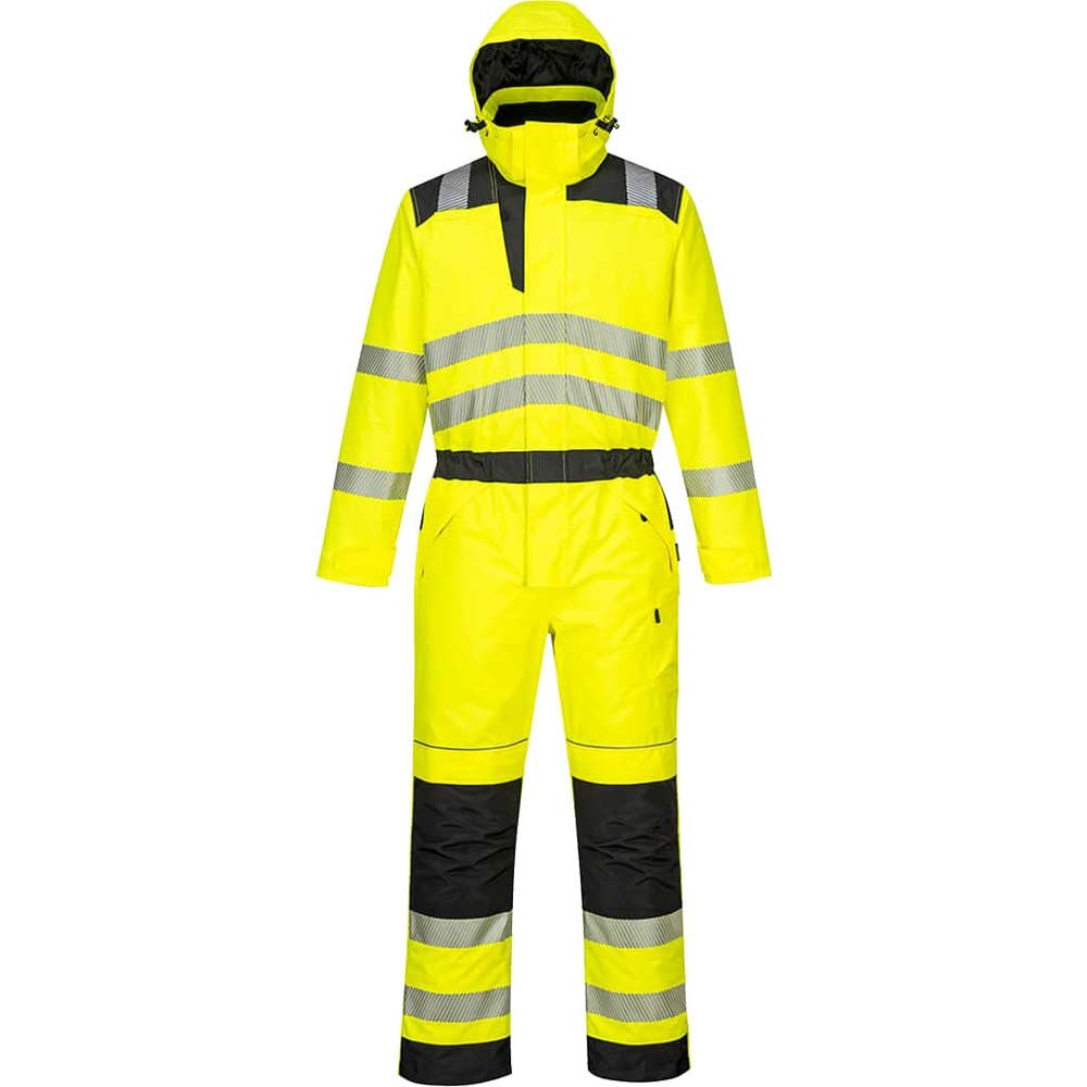 Oxford Weave 300D Class 3 PW3 Hi Vis Winter Coverall Yellow / Black XL 31"