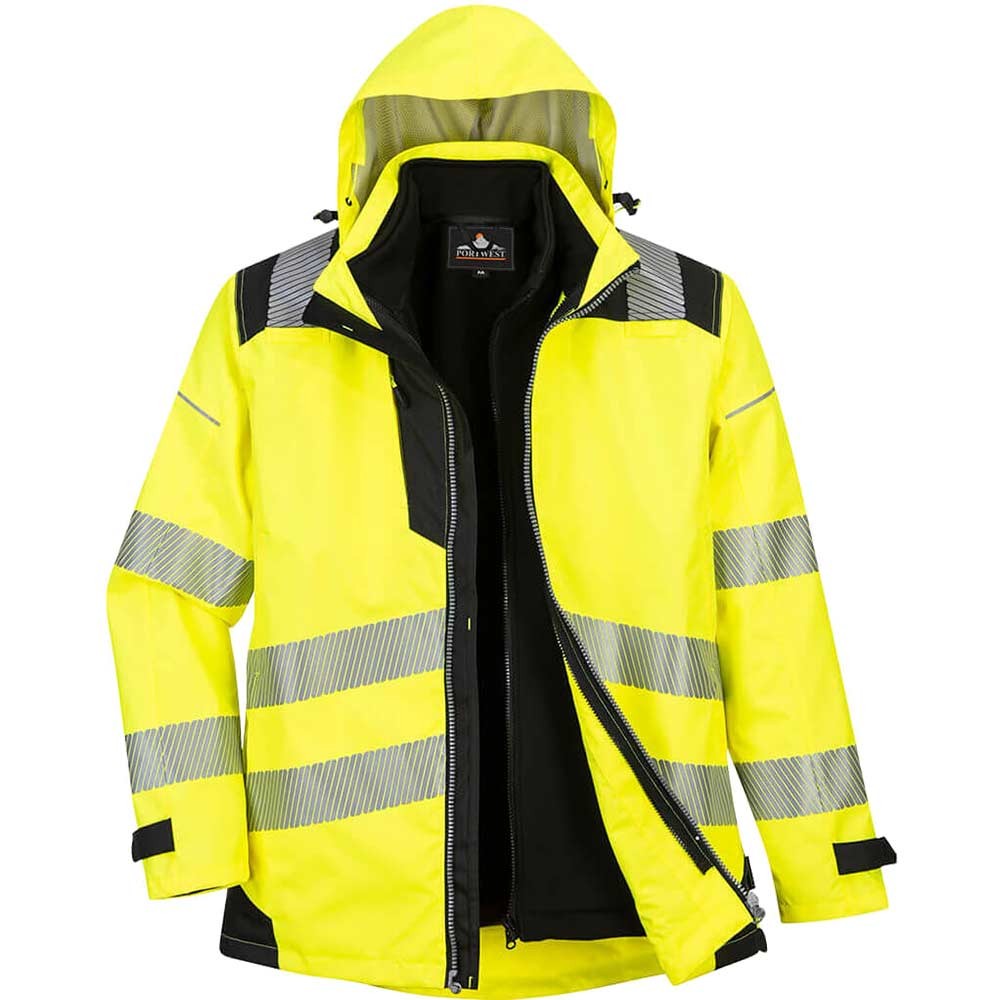 Oxford Weave 300D PW3 3 in 1 Class 3 Hi Vis Jacket Yellow / Black L