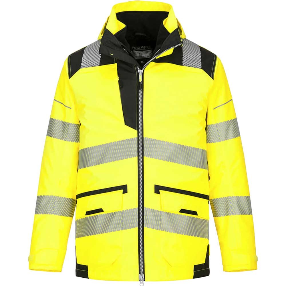 Oxford Weave 300D Class 3 PW3 Hi Vis 5 in 1 Jacket Yellow / Black 3XL