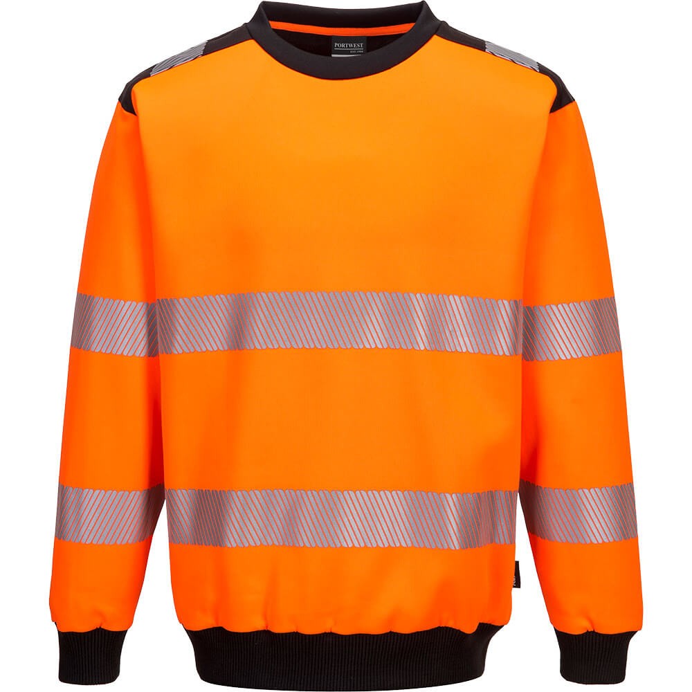 Portwest PW3 Hi Vis Crew Neck Sweatshirt Orange / Black 3XL