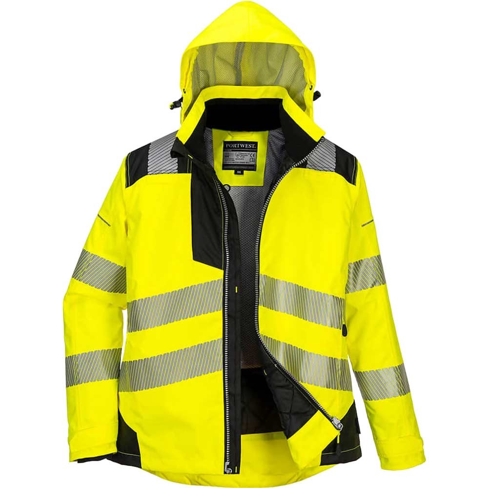 Oxford Weave 300D PW3 Womens Class 2 Hi Vis Jacket Yellow / Black 3XL