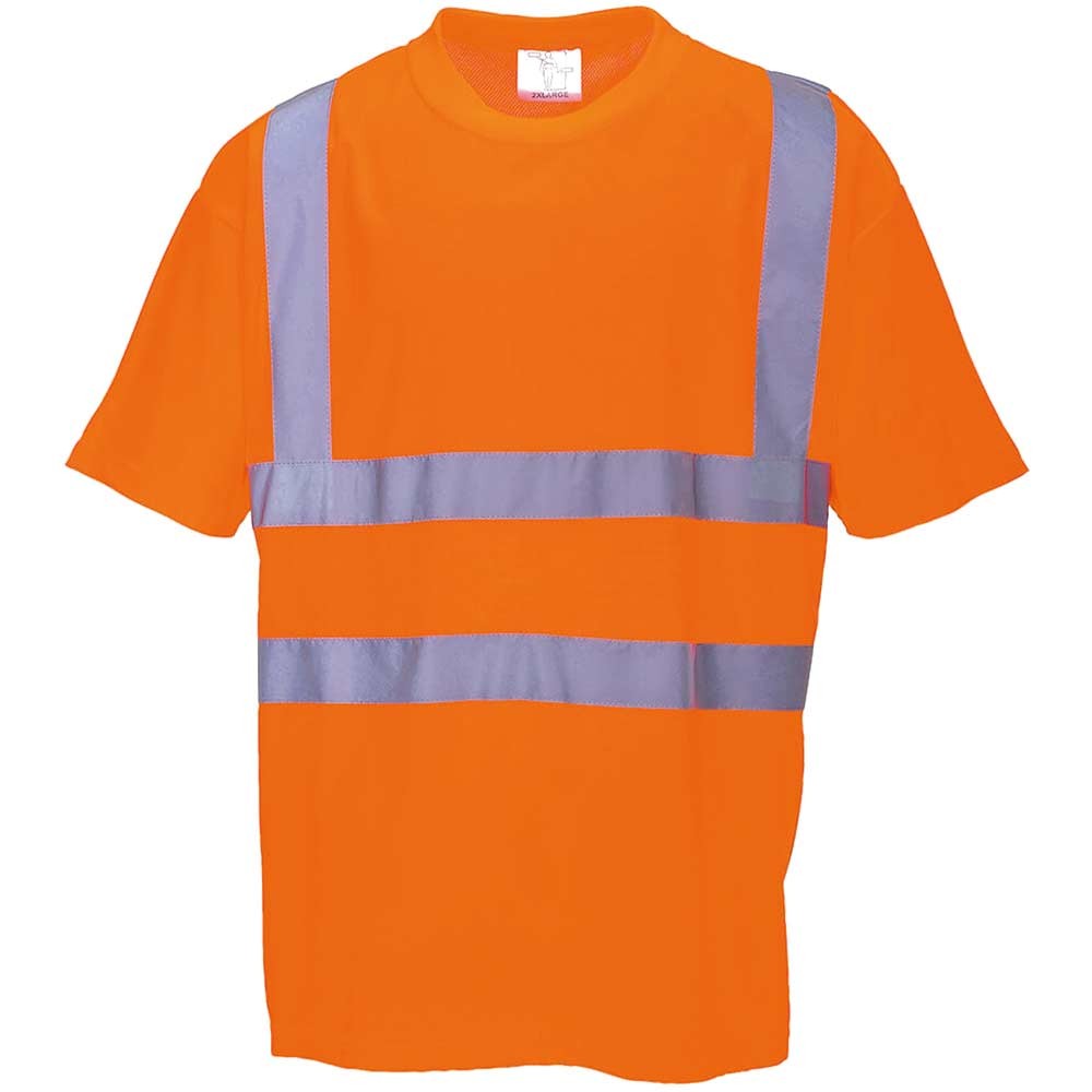 Portwest Mens Hi Vis Short Sleeve T Shirt Orange S