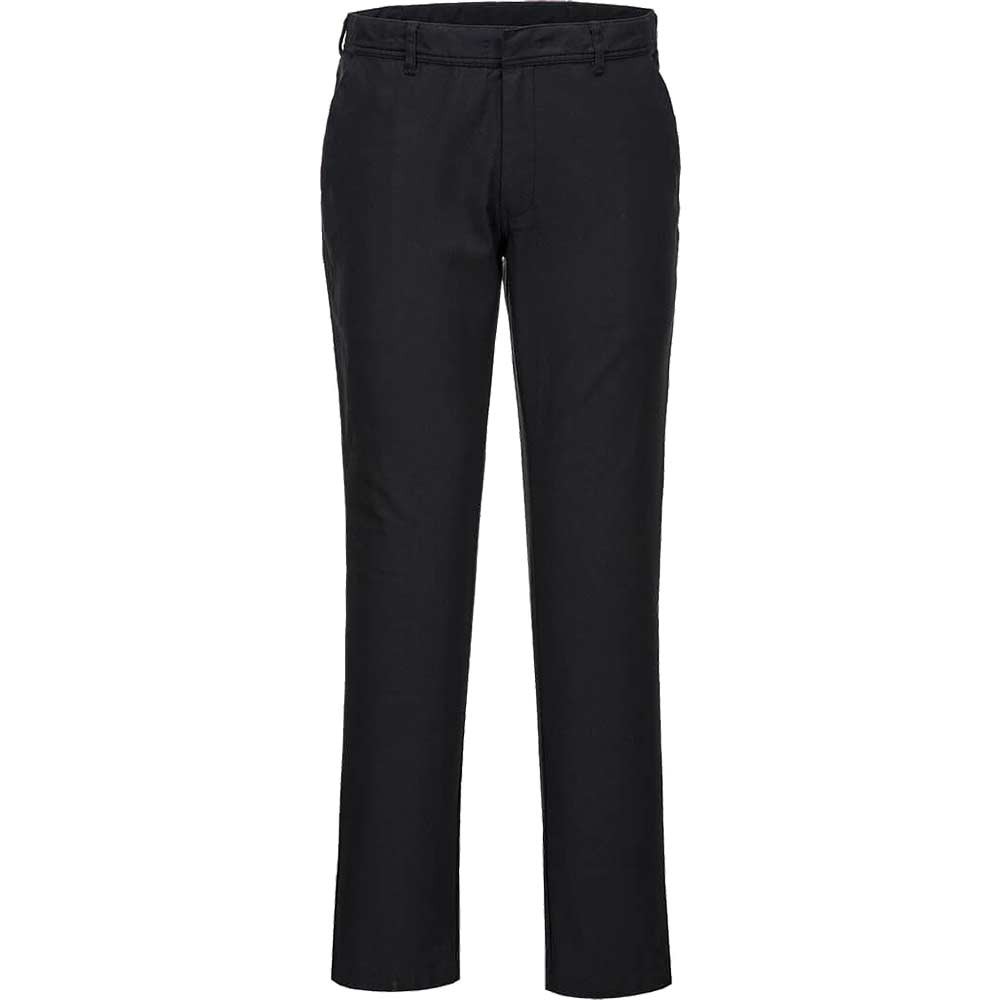 Portwest Mens Stretch Slim Chino Trousers Black 42" 31"