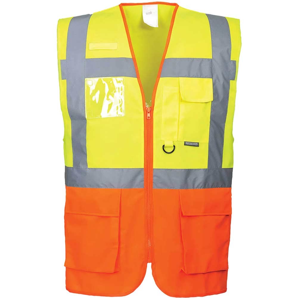 Portwest Prague Executive Class 2 Hi Vis Waistcoat Yellow / Orange 3XL