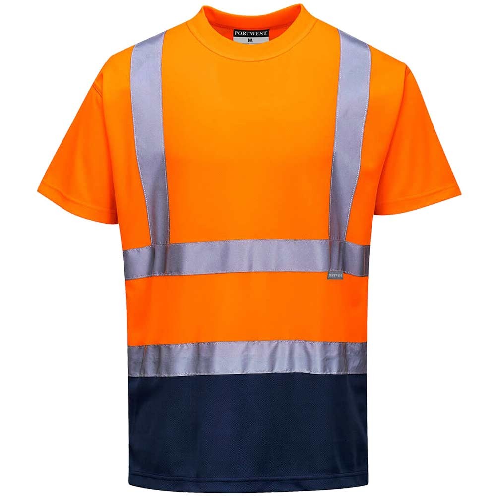 Portwest Hi Vis Contrast Short Sleeve T Shirt Orange / Navy XL
