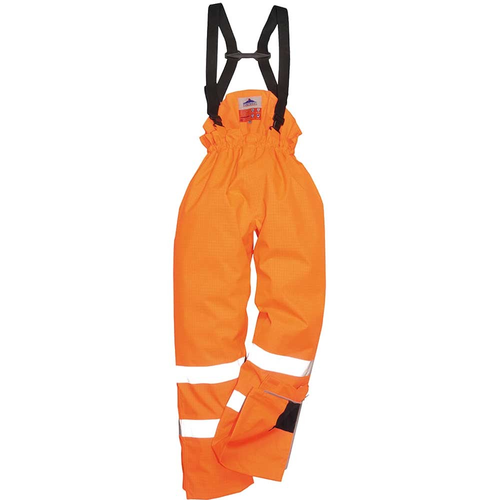 BizFlame Hi Vis Flame Resistant Rain Lined Trousers Orange L