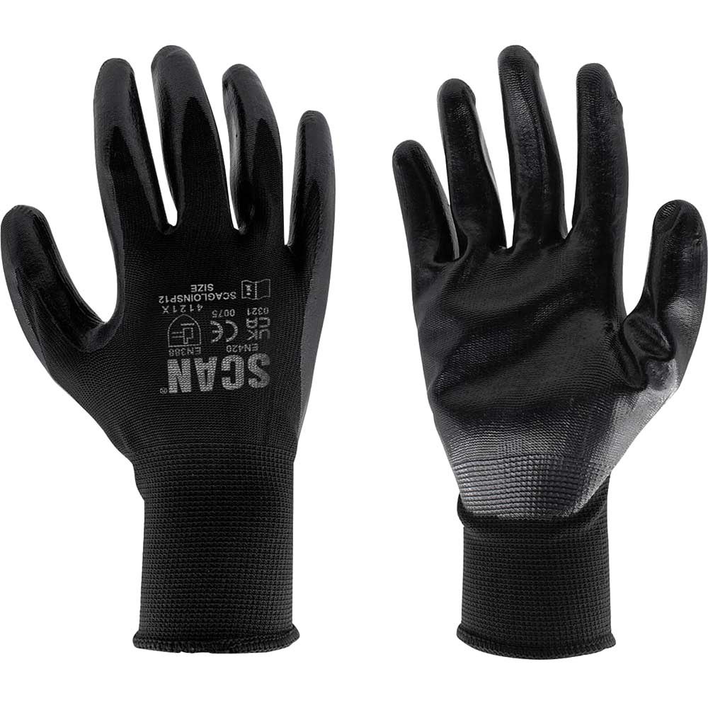 Scan Nitrile Seamless Inspection Gloves Black XL Pack of 12