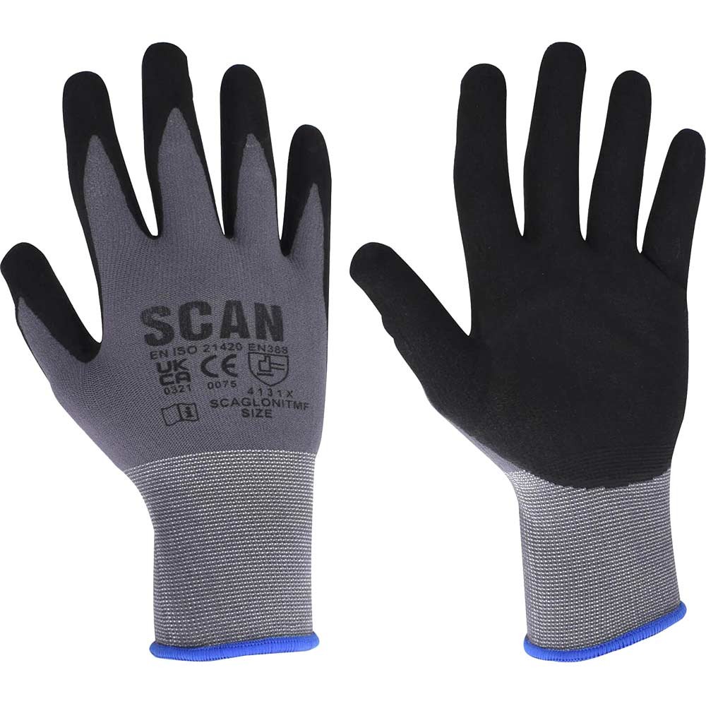 Scan Breathable Microfoam Nitrile Gloves Grey M