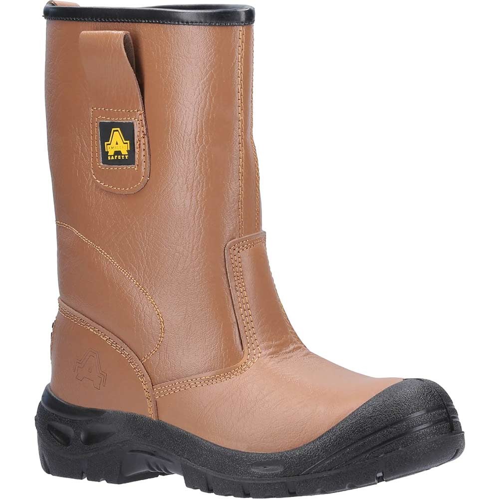 Amblers Mens Safety FS142 Water Resistant Safety Rigger Boots Tan Size 7