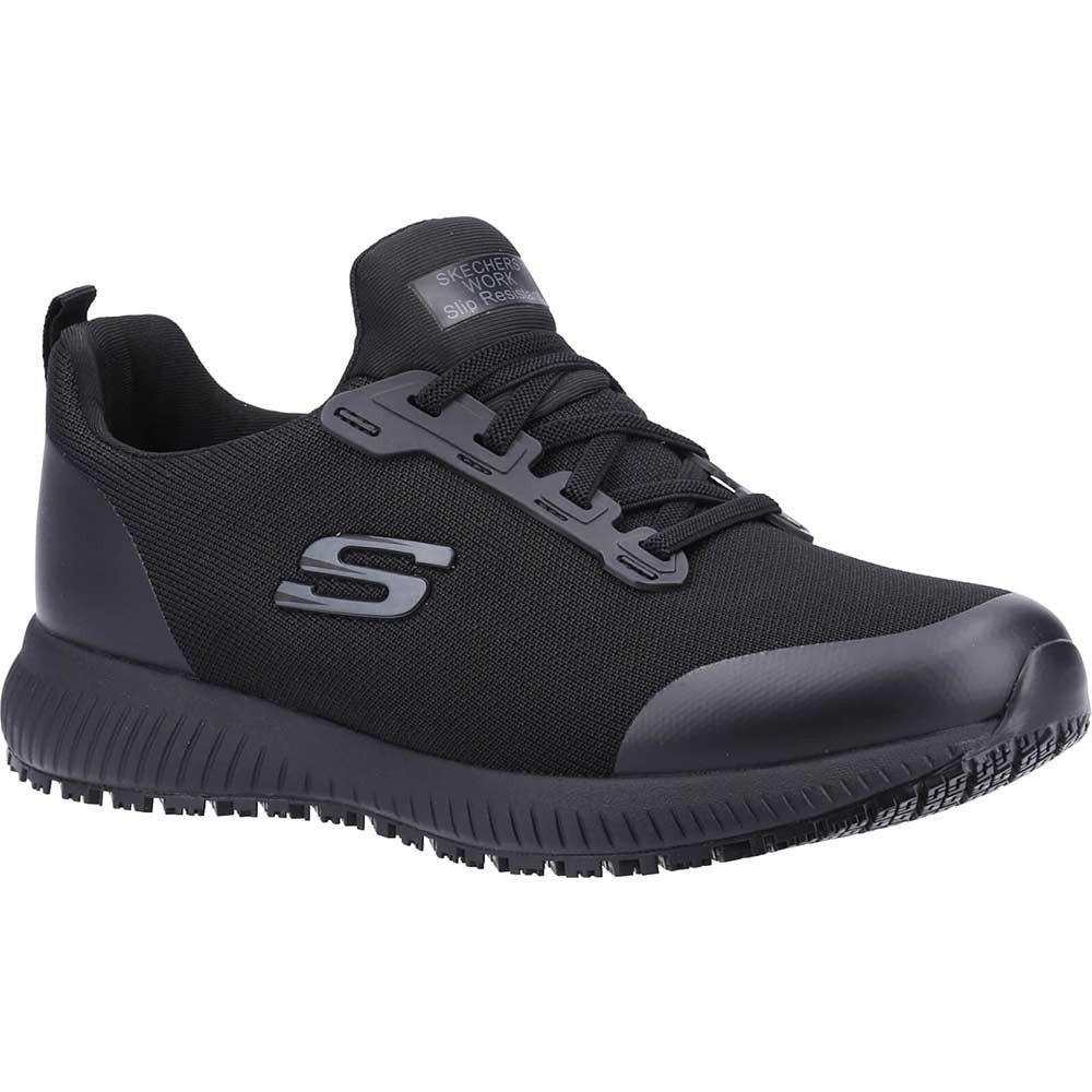 Skechers Squad Womens Wide Fit Slip Resistant Work Shoes Black Size 8