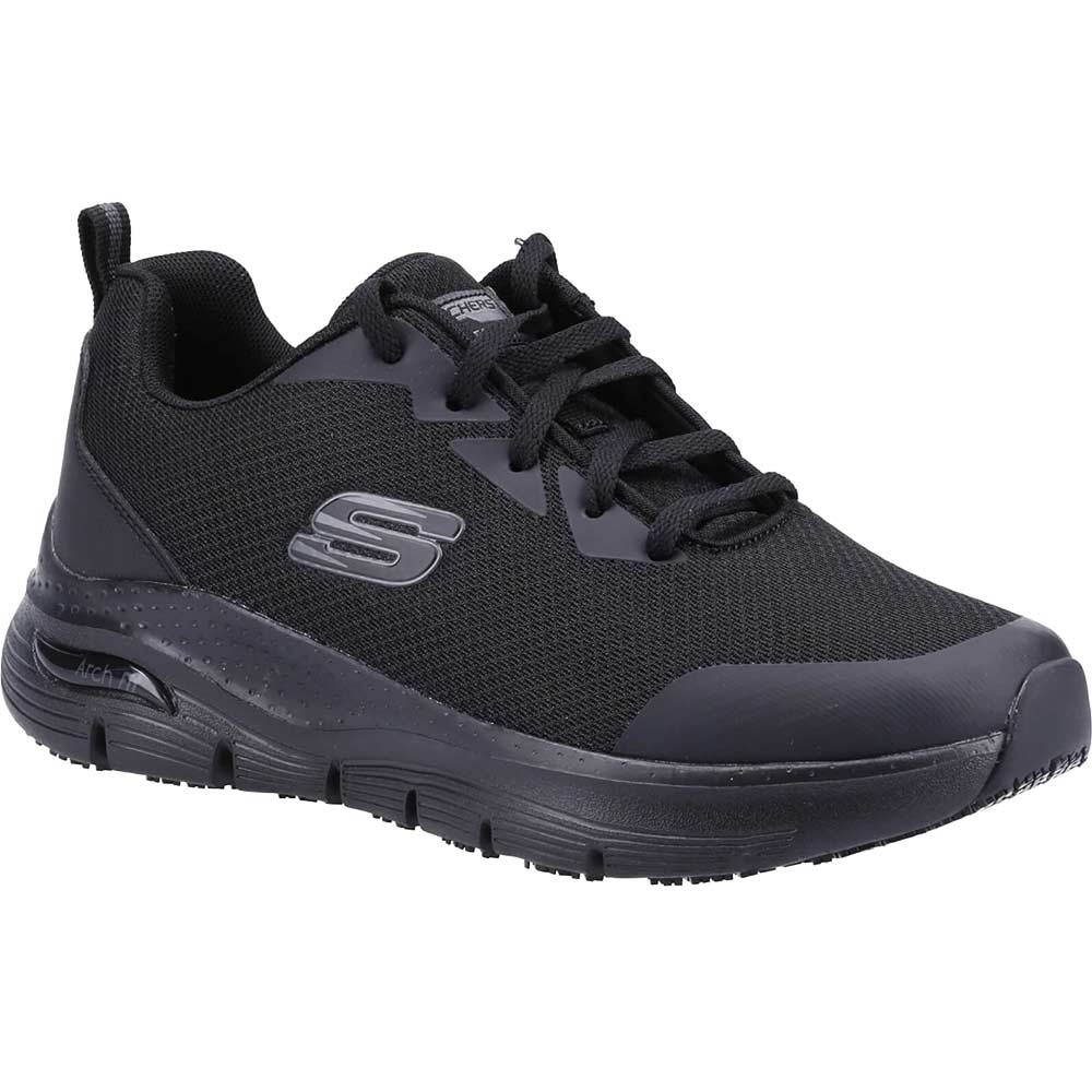 Skechers Arch Fit Womens Slip Resistant Work Shoes Black Size 8