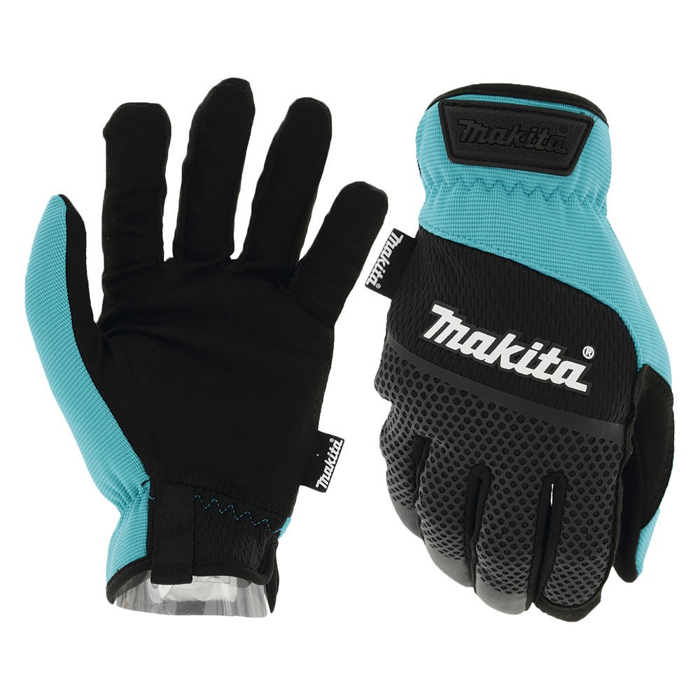 Makita Open Cuff Working Gloves Black / Blue L Pack of 1