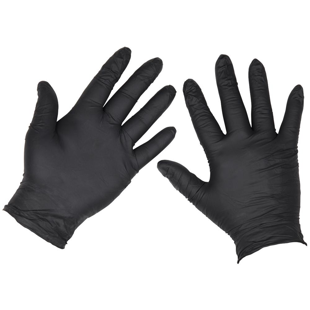 Sealey Extra Thick Powder Free Disposable Nitrile Gloves Black XL Pack of 100