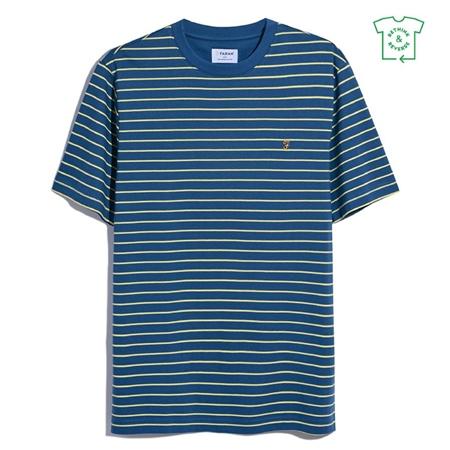 Farah Oakland Bretton Stripe T-Shirt - Blue - L