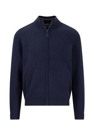 Fynch Hatton Woven Zip Cardigan - Navy - 2XL