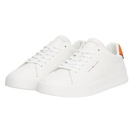 Tommy Hilfiger Contrast Heel Court Trainers - White/Yellow - 44