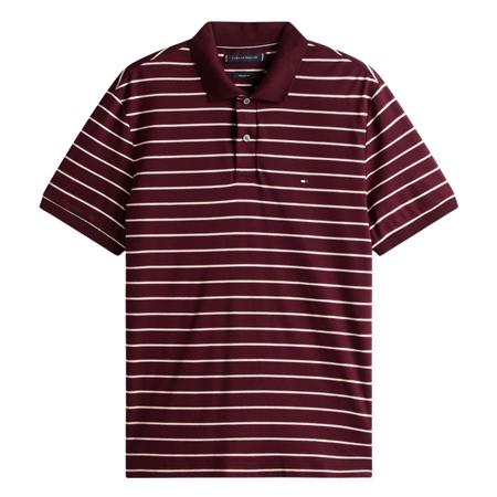 Tommy Hilfiger Liquid Cotton Interlock Knit Striped Polo Shirt - Wine - L