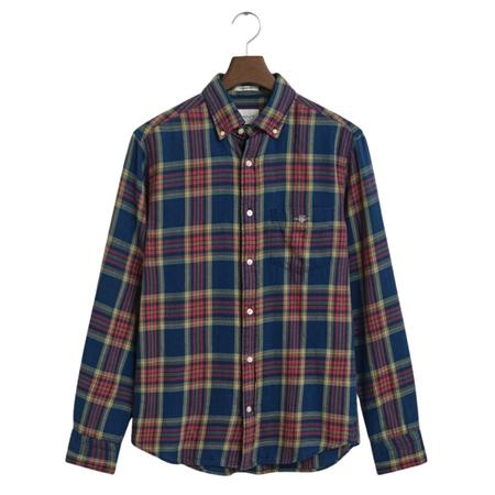 Gant Regular Fit Indigo Twill Check Shirt - Blue - M