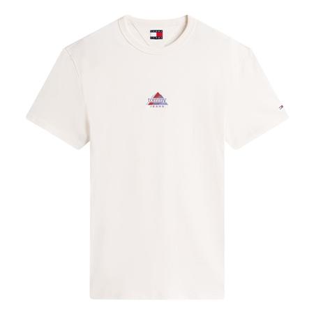 Tommy Jeans Mountain Logo Embroidery Jersey T-Shirt - White - S