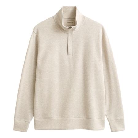 Gant Light Sacker Rib Half-Zip Sweatshirt - Beige - XL