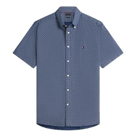 Tommy Hilfiger Linen Blend Printed SS Shirt - Navy - L