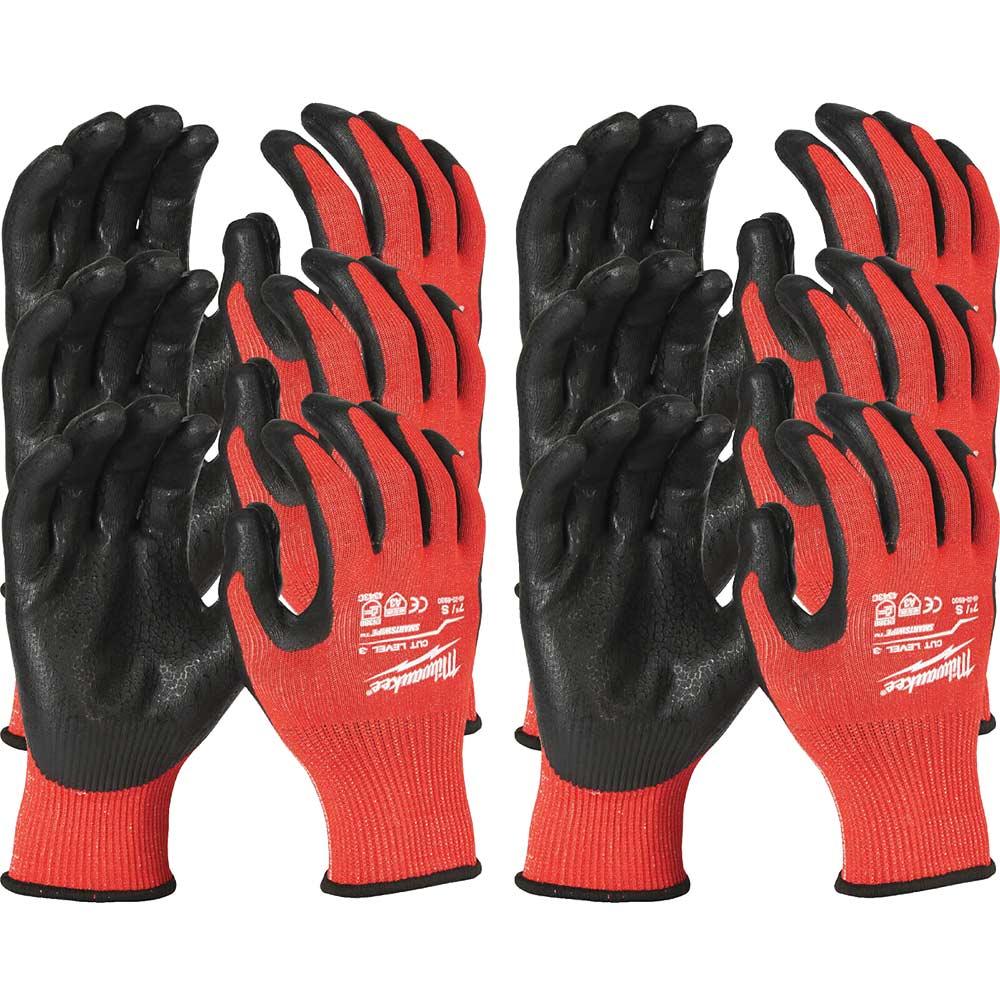 Milwaukee Cut Level 3 Dipped Work Gloves Black / Red M Pack of 12