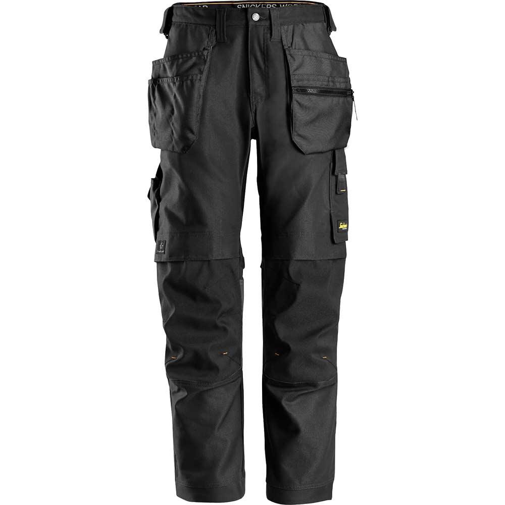 Snickers 6224 Mens Allround Work Canvas Stretch Fit Work Trousers Holster Pockets Black 30" 32"