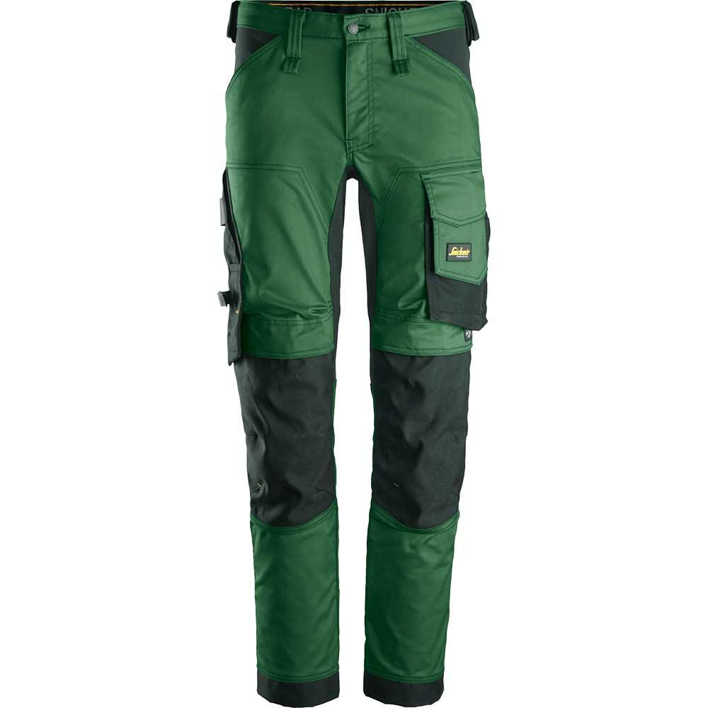 Snickers 6341 Mens Allround Work Stretch Slim Fit Trousers Green / Black 31" 30"