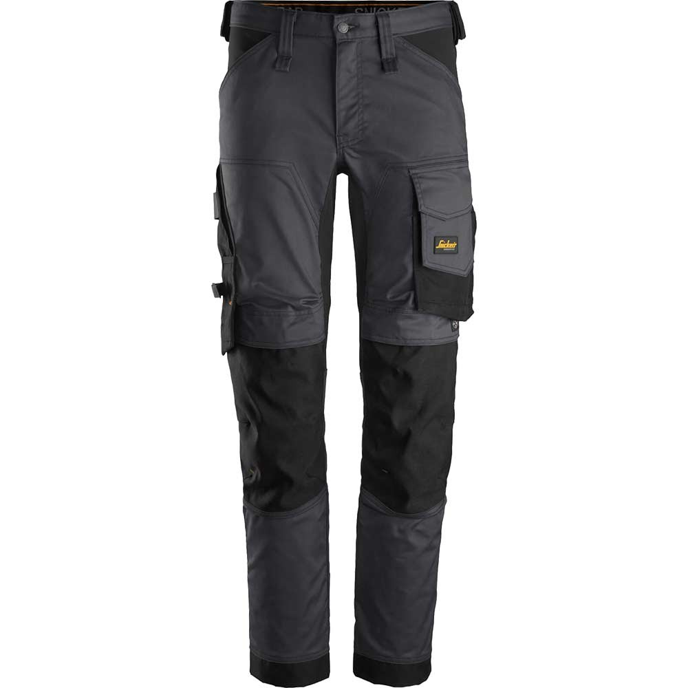 Snickers 6341 Mens Allround Work Stretch Slim Fit Trousers Grey / Black 39" 30"