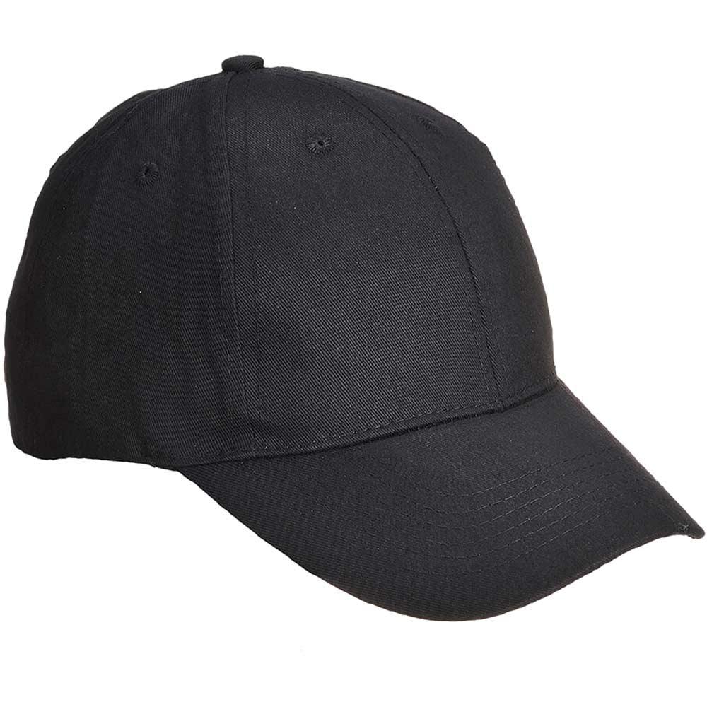Portwest Six Panel Baseball Cap Black One Size