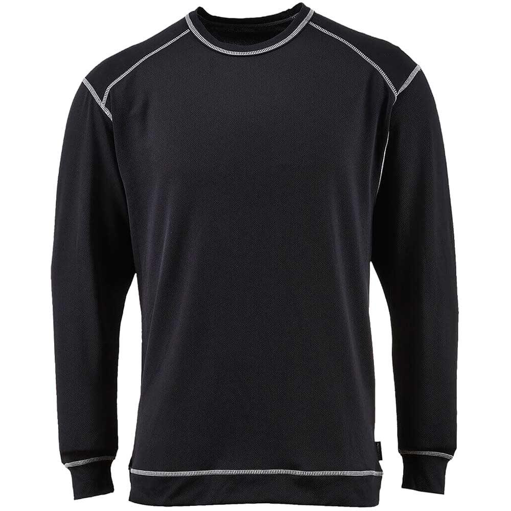 Portwest Base Pro Mens Antibacterial Long Sleeve Baselayer Top Black S