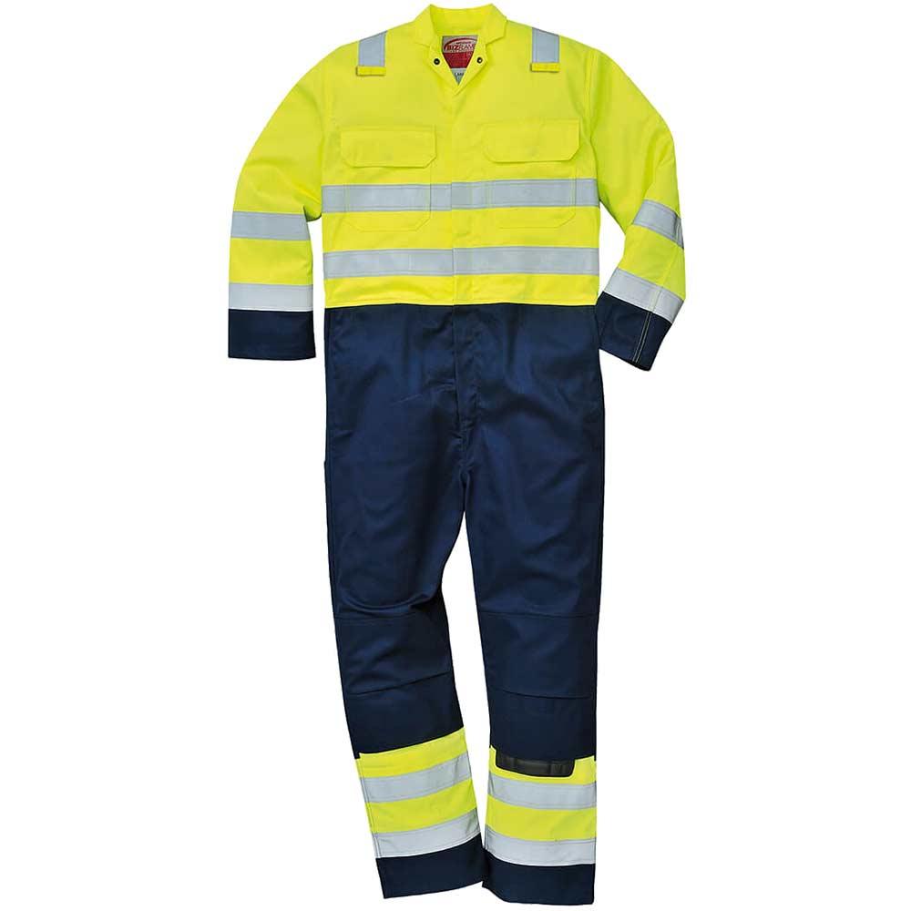 BizFlame Pro Flame Resistant Hi Vis Coverall Yellow / Navy 3XL