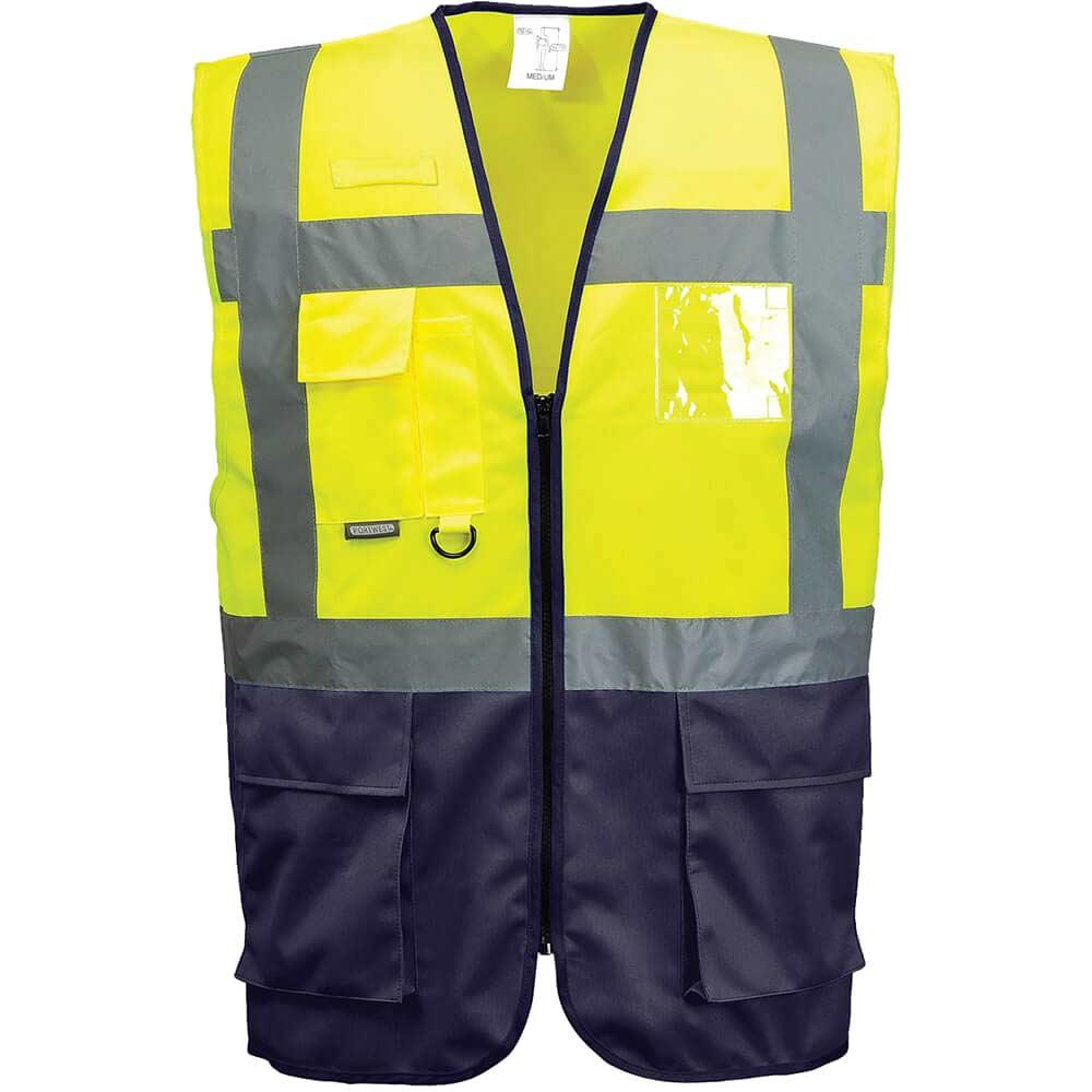 Portwest Warsaw Executive Class 1 Hi Vis Vest Yellow / Navy XS