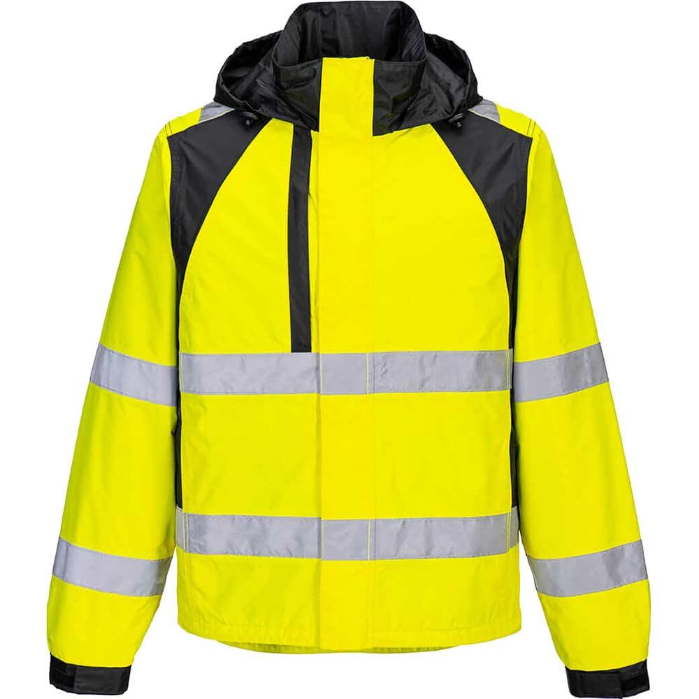 Portwest WX2 Eco Hi Vis Waterproof Rain Jacket Yellow / Black M